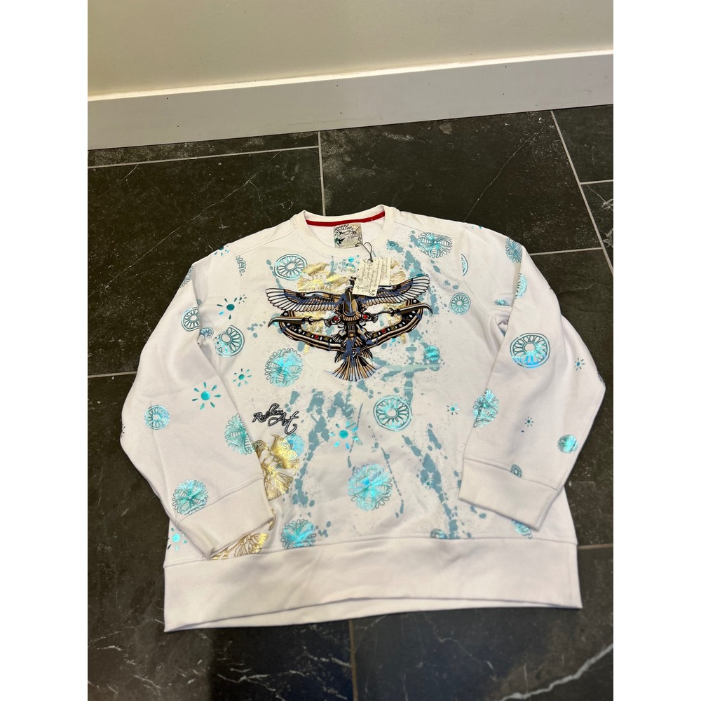 Ruthless Art Mens White Graphic Sweatshirt Phoenix Foil Print 3XL NWT F8K501A